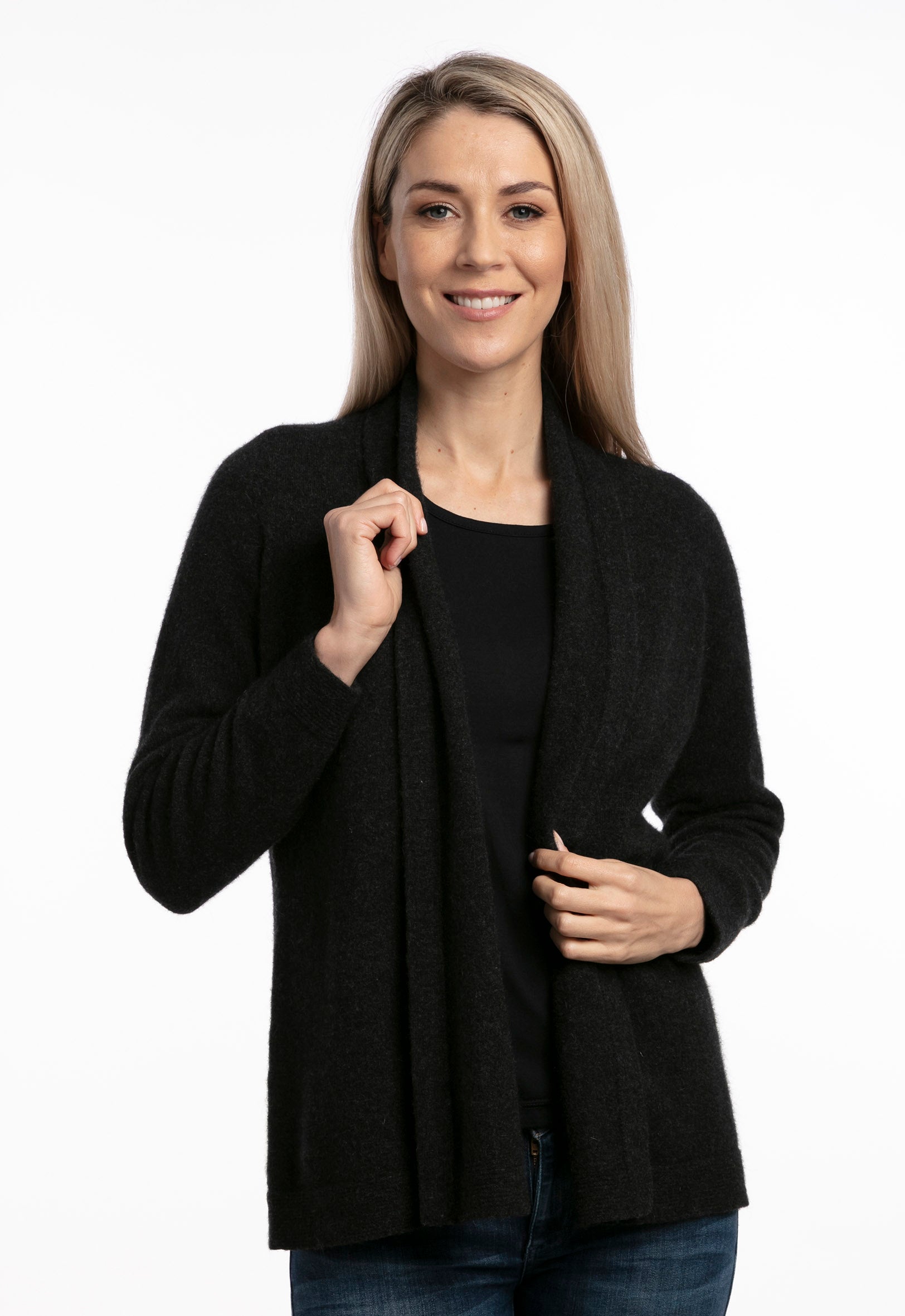 Merino Possum Drape Cardigan in Grey 