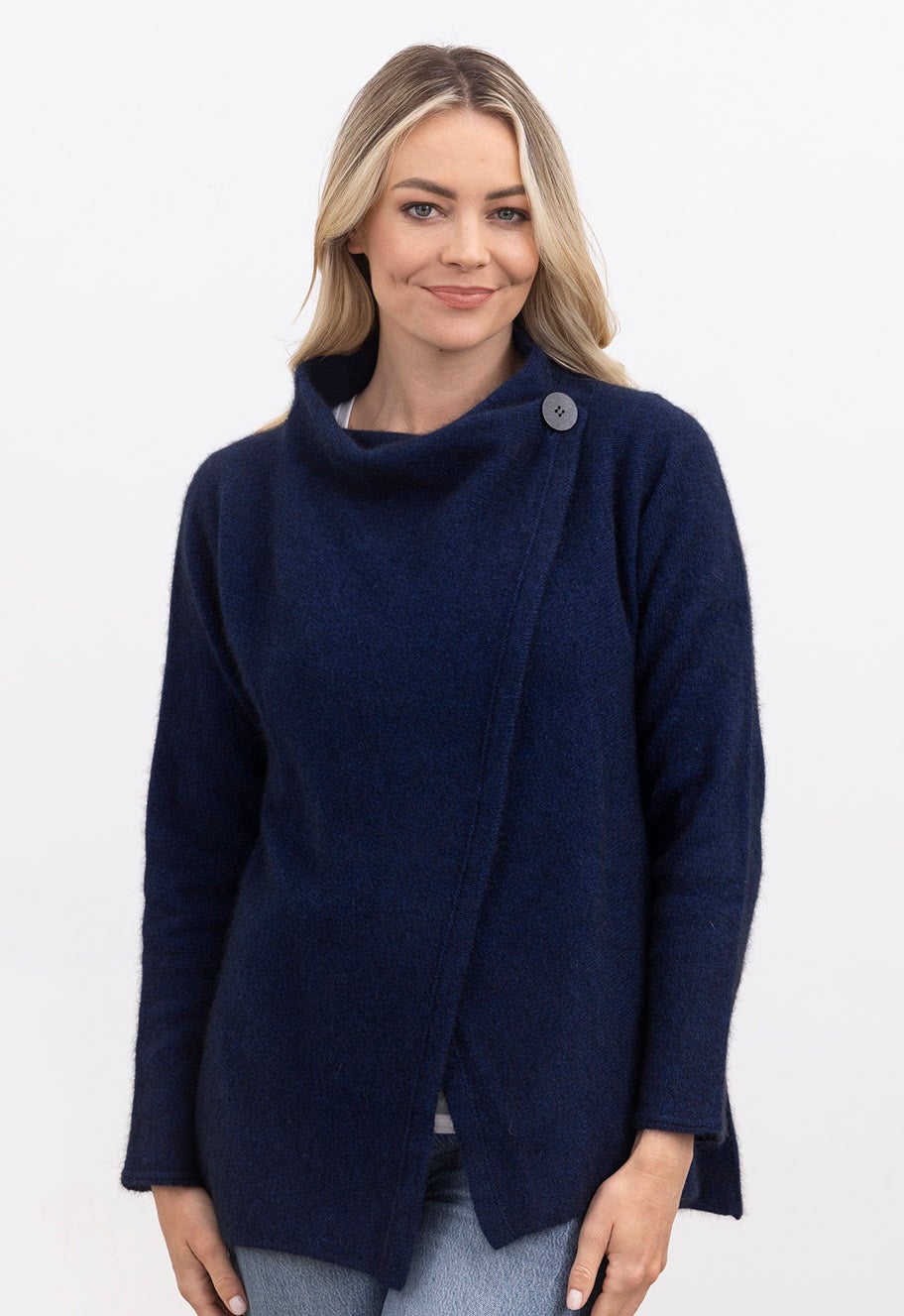 Merino Possum Enfold Jacket Midnight | The Wool Company