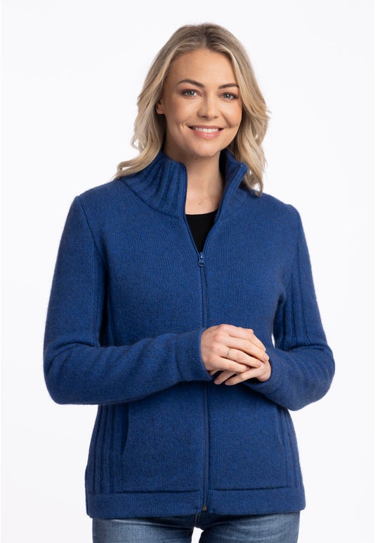 Cornflower Merino Possum Essential Rib Jacket