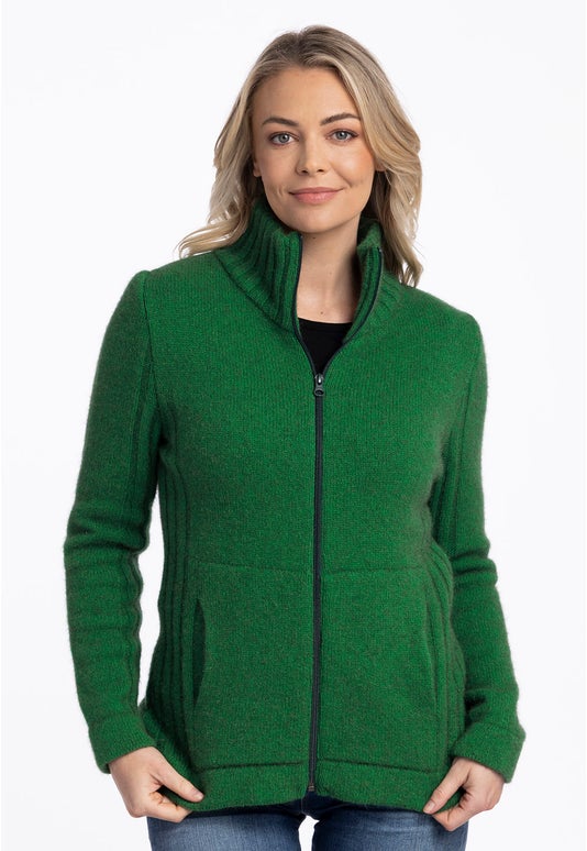 Emerald Merino Possum Essential Rib Jacket