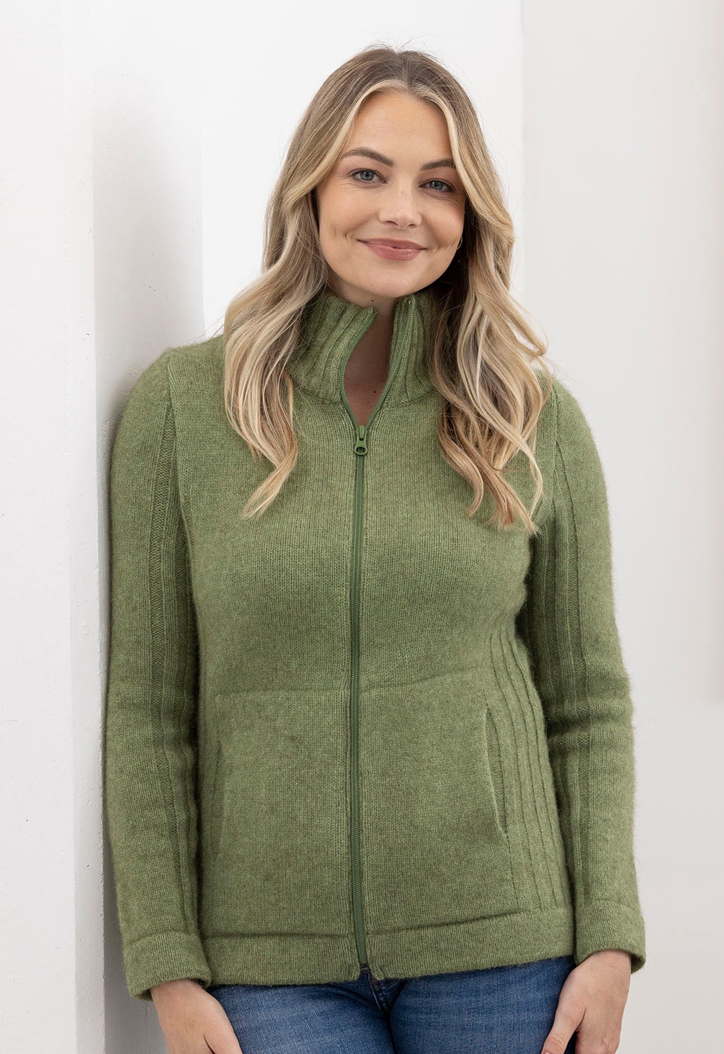Merino Possum Essential Rib Jacket Natural | The Wool Company