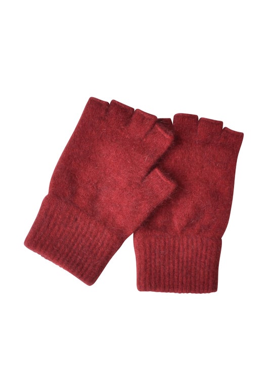 Berry Merino Possum Fingerless Gloves