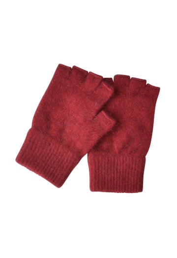Berry Merino Possum Fingerless Gloves