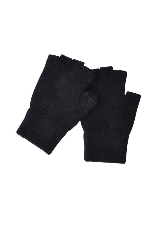 Black Merino Possum Fingerless Gloves