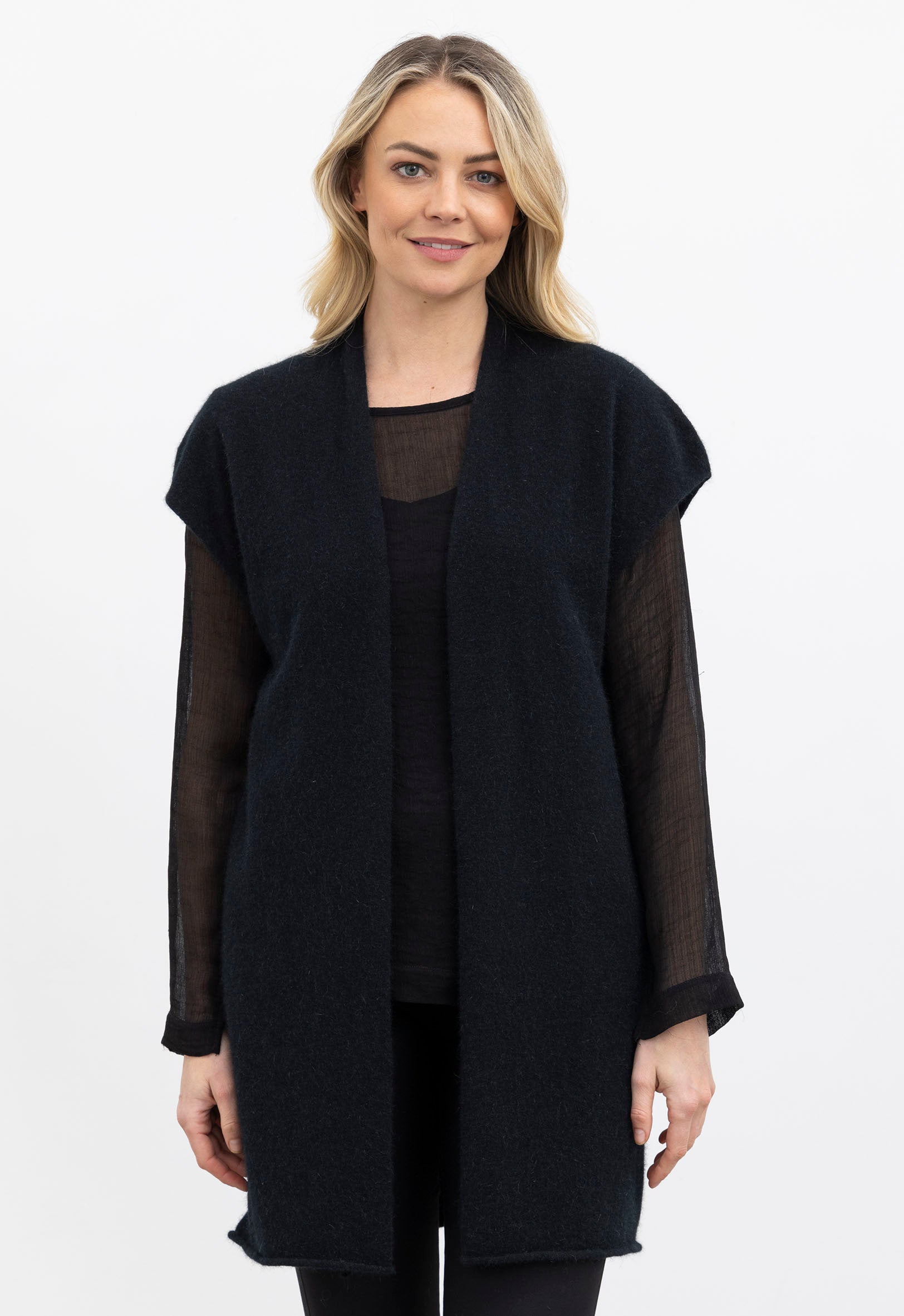 Merino Possum Gilet Black | The Wool Company