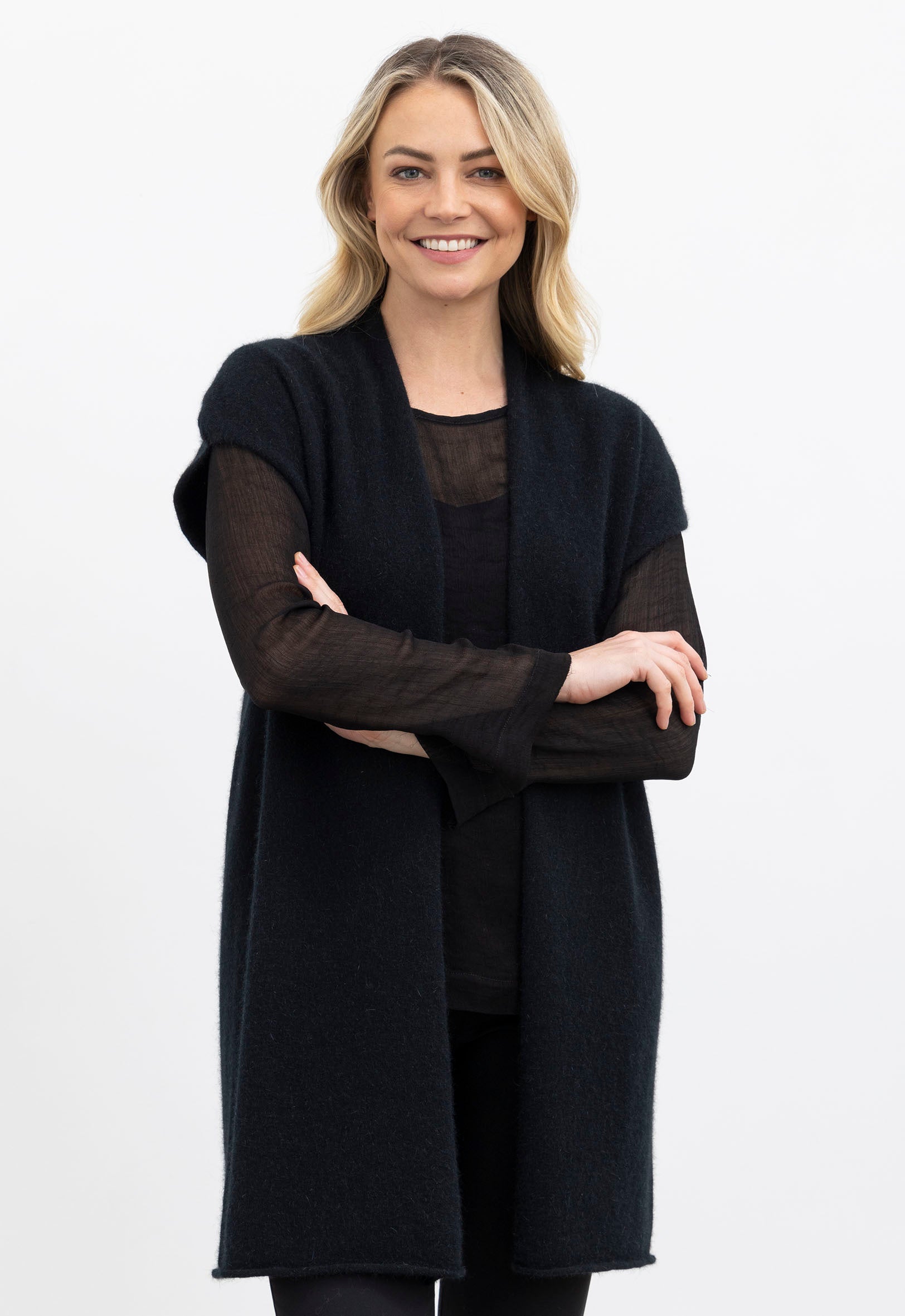 Merino Possum Gilet Black | The Wool Company