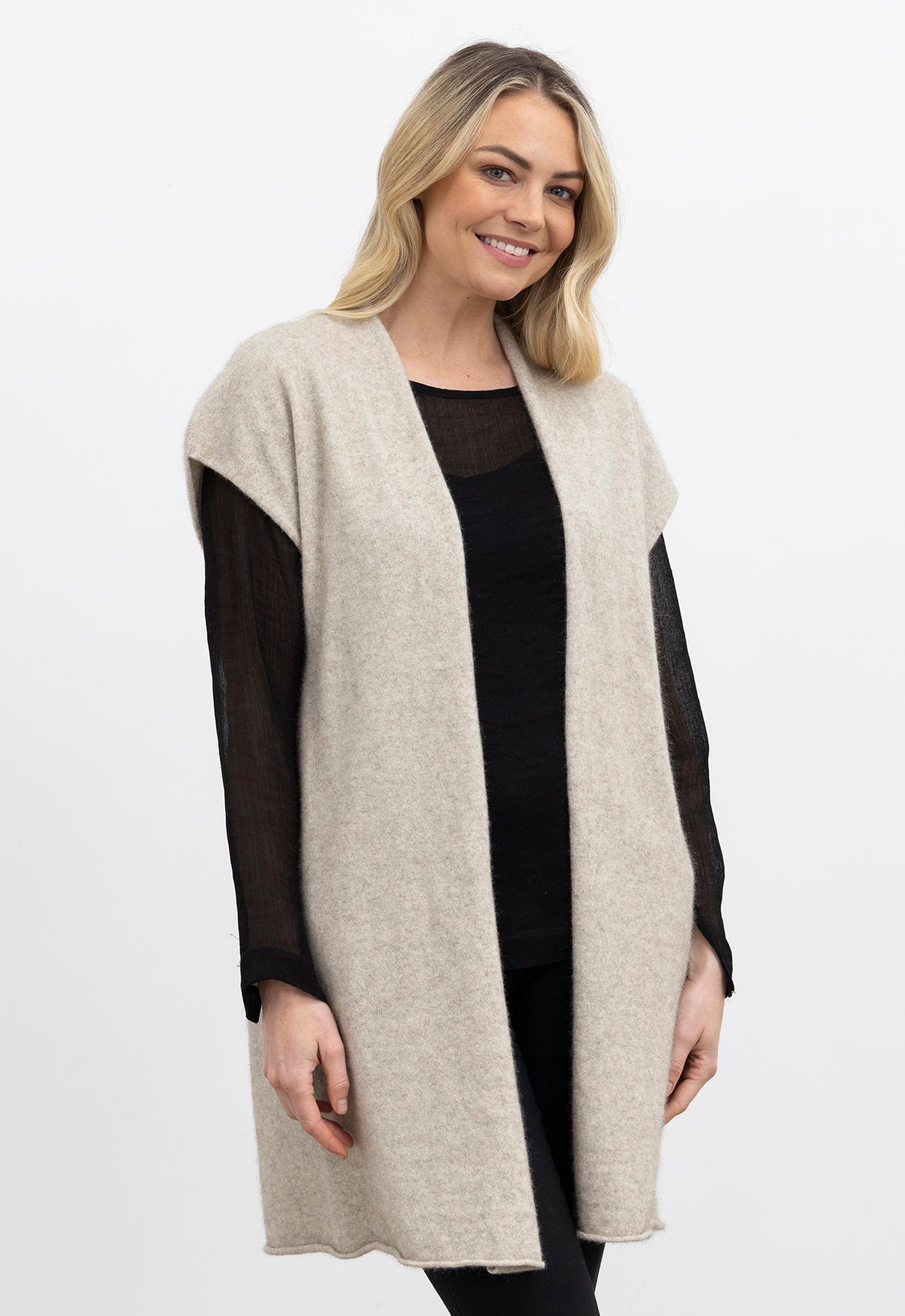 Merino Possum Gilet Black | The Wool Company