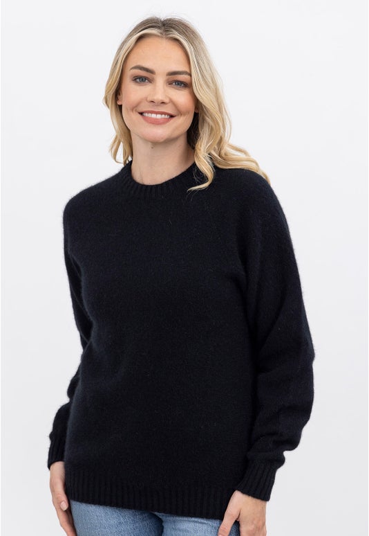 Black Merino Possum Golf Sweater