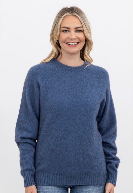 Blue Merino Possum Golf Sweater