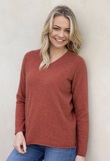 Rosewood Merino Possum Casual V Sweater