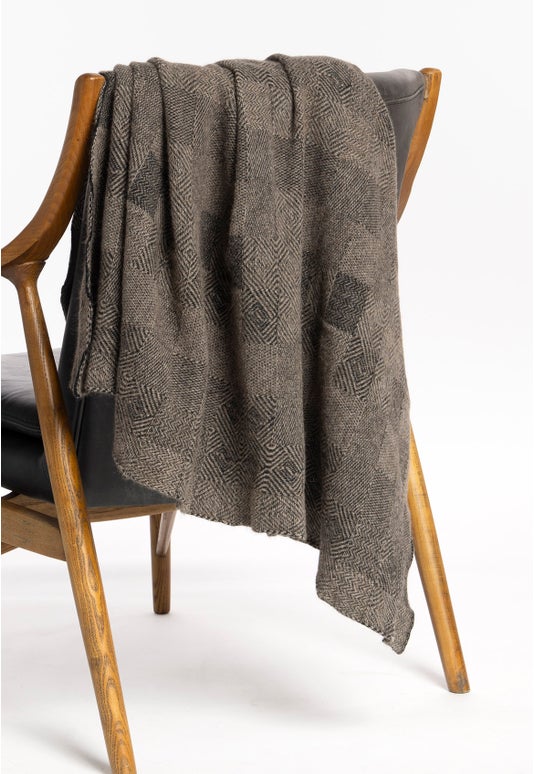 Merino Possum Jacquard Throw Black/Mocha