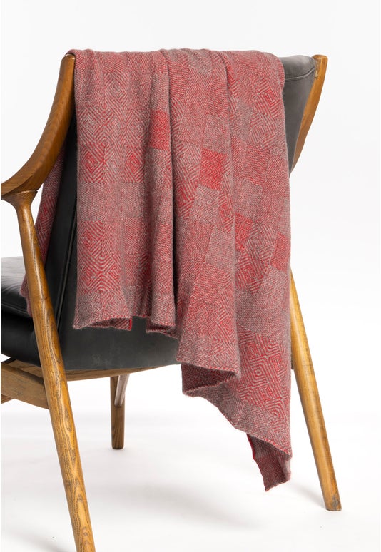 Merino Possum Jacquard Throw Red/Mist