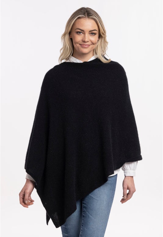 Black Merino Possum Moss Stitch Poncho
