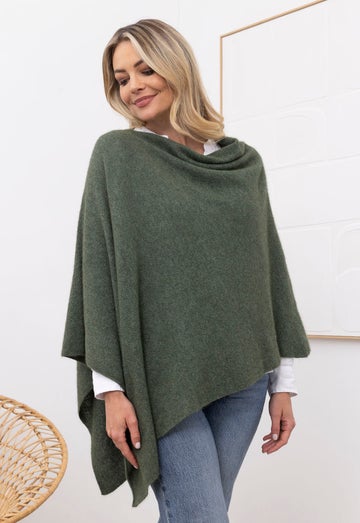 Moss Merino Possum Moss Stitch Poncho