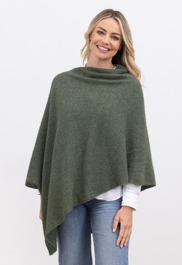 Moss Merino Possum Moss Stitch Poncho