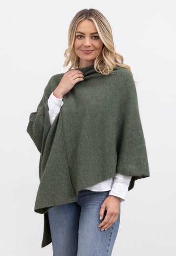 Moss Merino Possum Moss Stitch Poncho