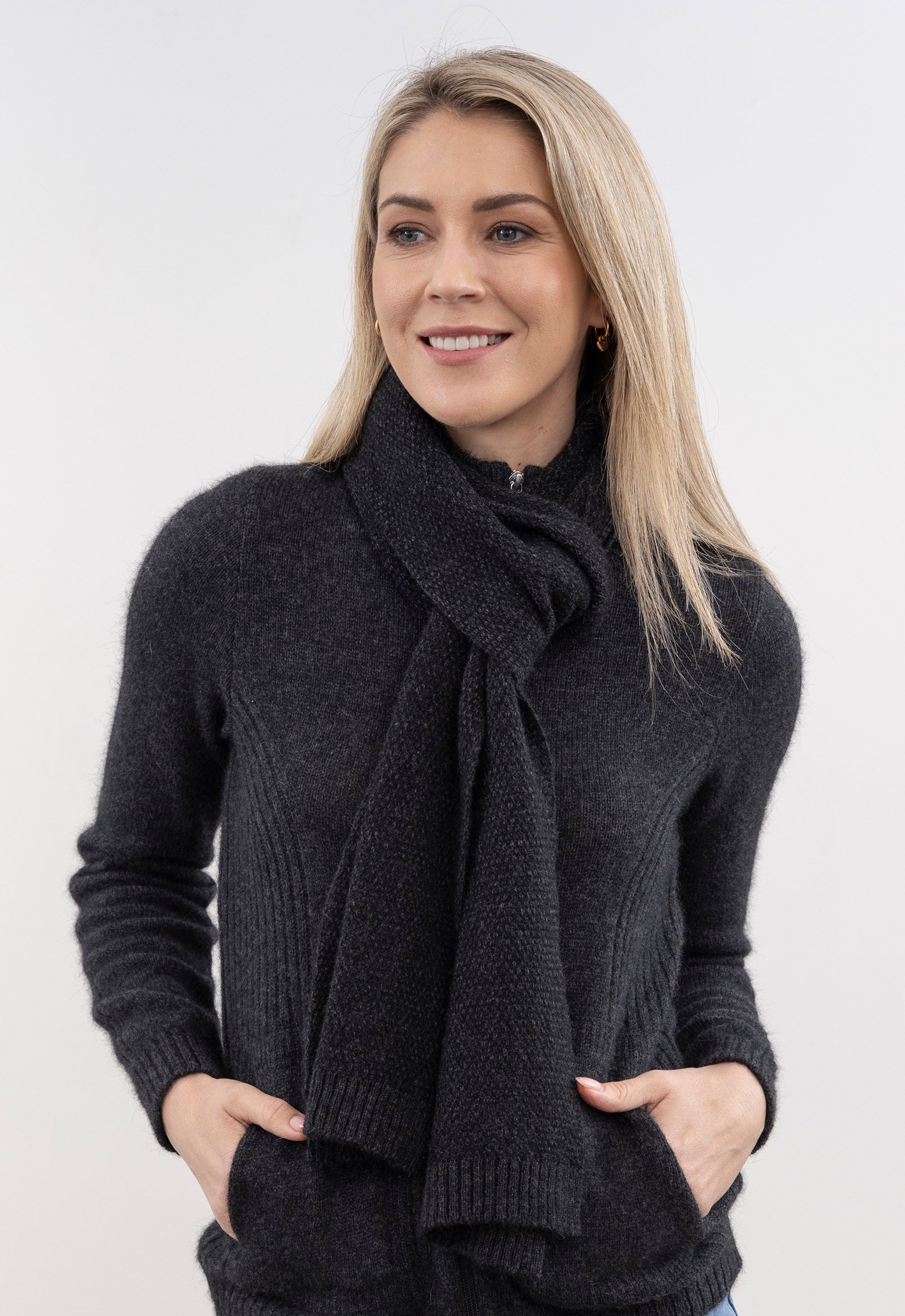 Merino Possum Moss Stitch Scarf Periwinkle | The Wool Company