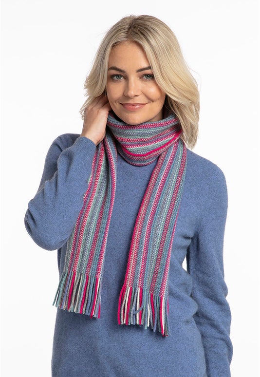 Peony Merino Possum Multi Stripe Scarf