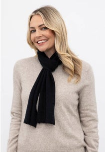 Black Merino Possum Narrow Scarf