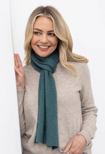 Mist Merino Possum Narrow Scarf