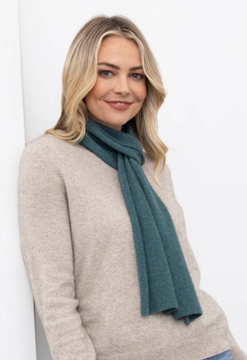 Mist Merino Possum Narrow Scarf