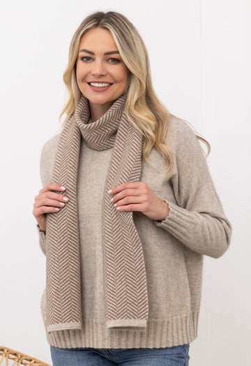 Natural Merino Possum Parquet Scarf