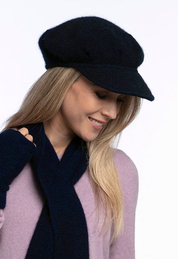 Navy Merino Possum Peak Hat