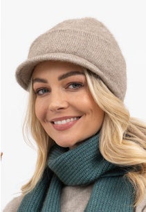 Mocha Merino Possum Peaked Beanie