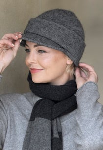 Pewter Merino Possum Peaked Beanie