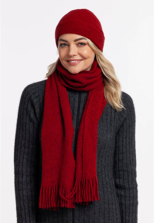 Berry Merino Possum Plain Wide Scarf