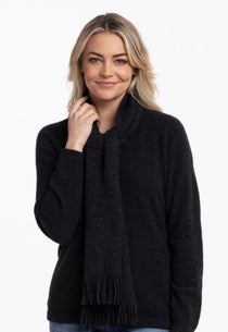 Charcoal Merino Possum Plain Wide Scarf