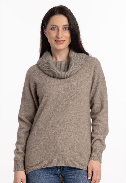 Natural Merino Possum Relaxed Cowl Jersey