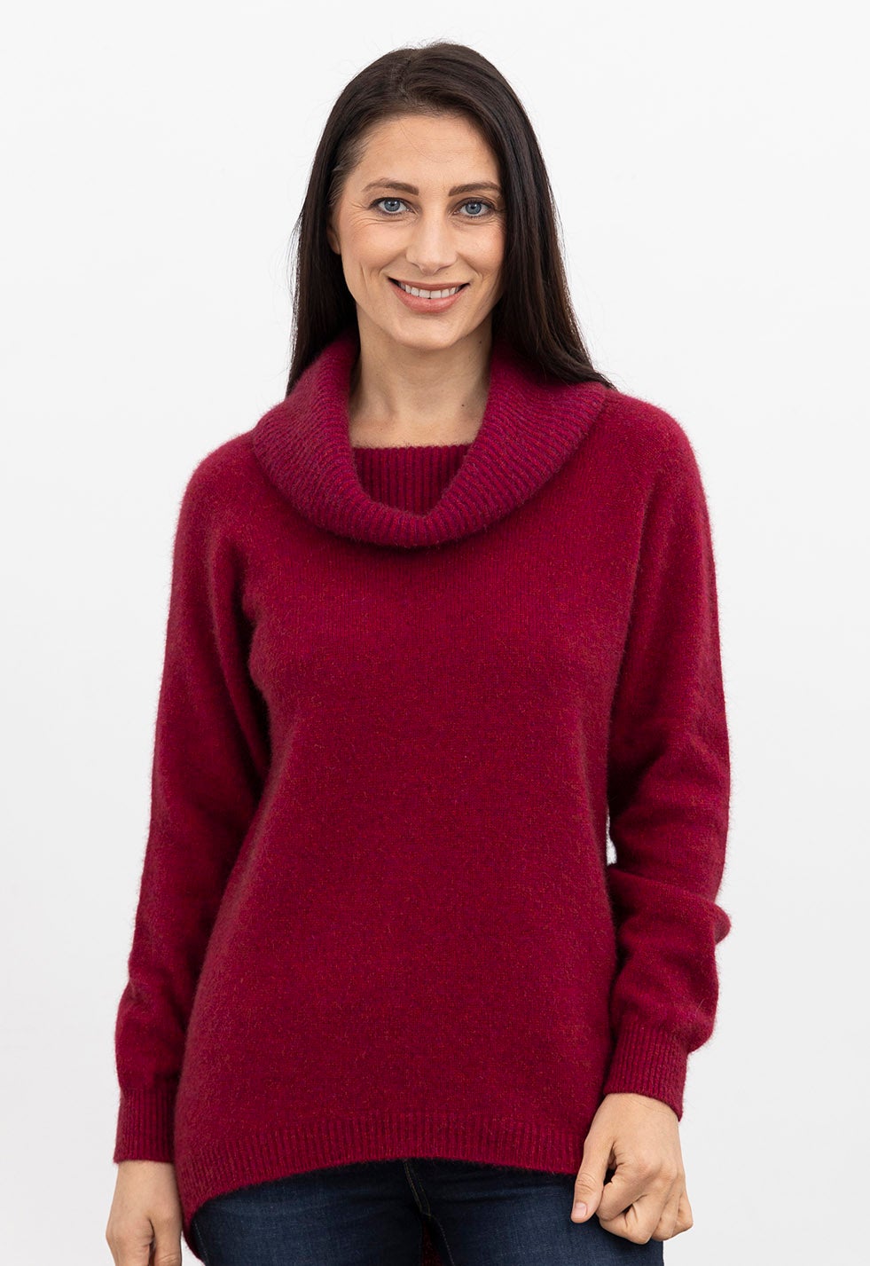 Merino Drape Neck Sweater Midnight | The Wool Company