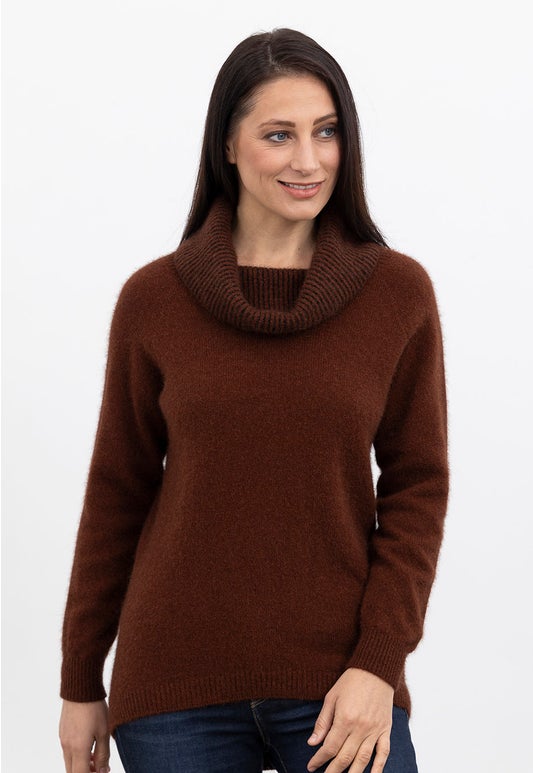 Russet Merino Possum Relaxed Cowl Jersey