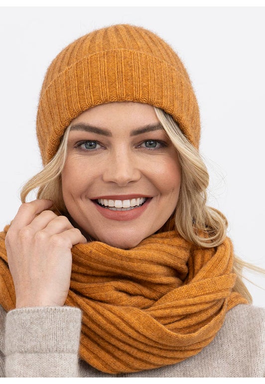 Ginger Merino Possum Rib Beanie