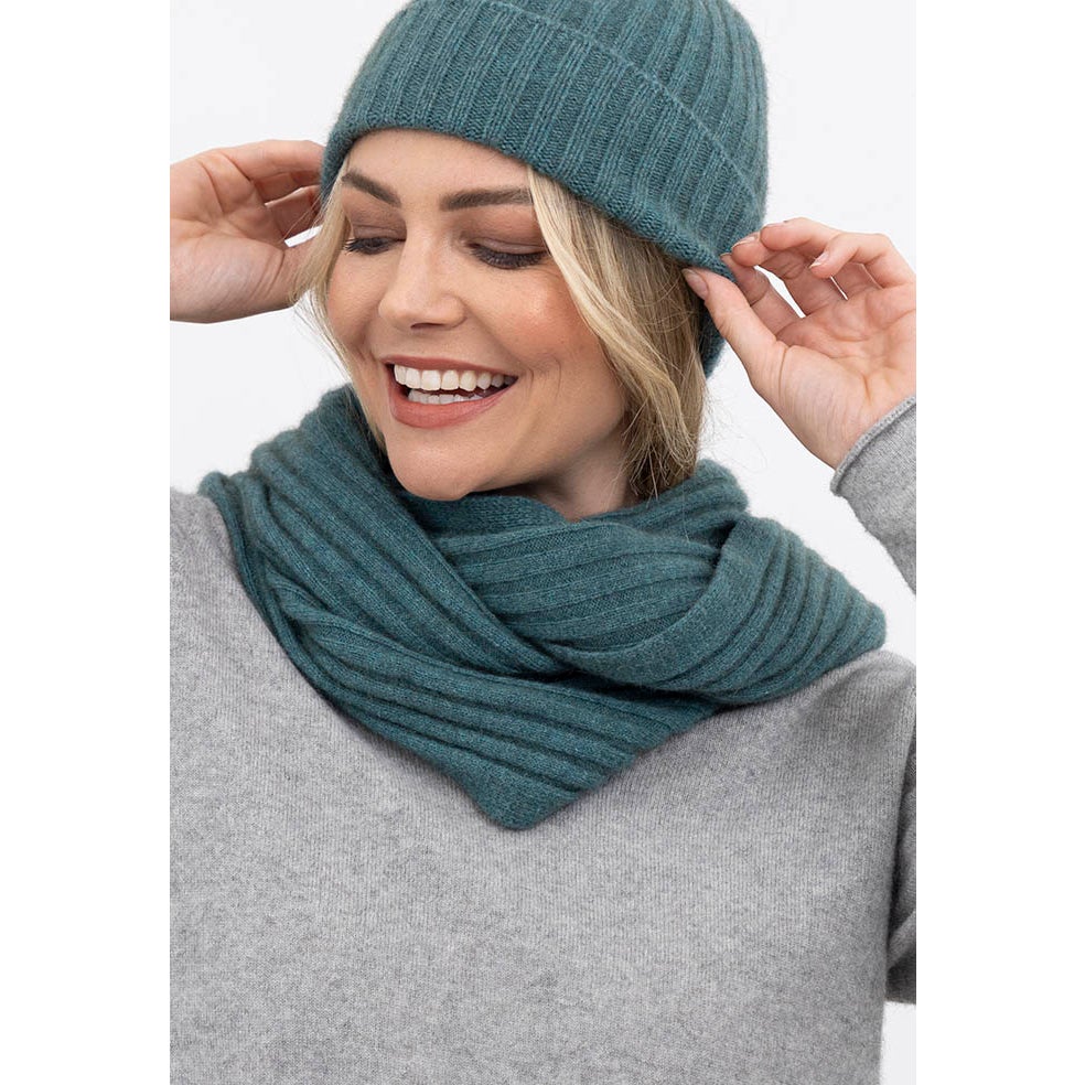 Merino Possum Ribbed Loop Scarf Mist The Wool Company