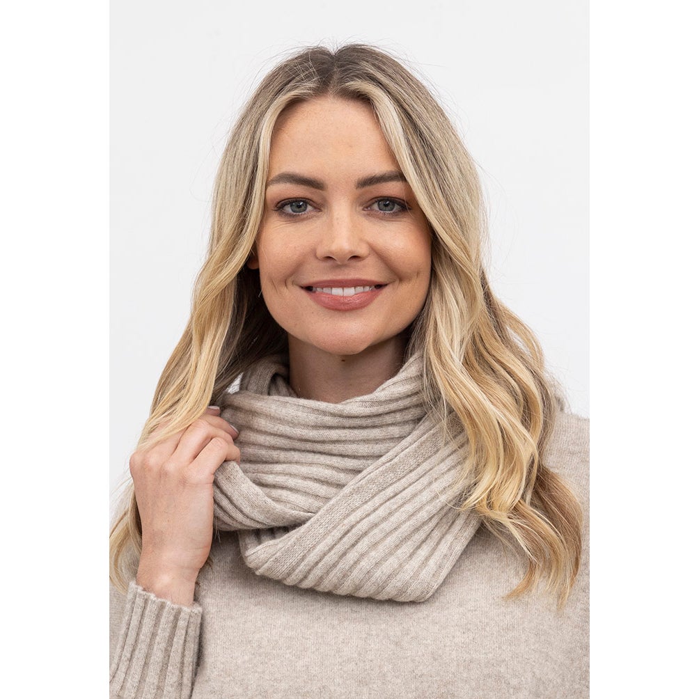 Merino Possum Ribbed Loop Scarf Natural The Wool Company