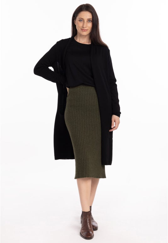 Fern Merino Possum Ribbed Skirt