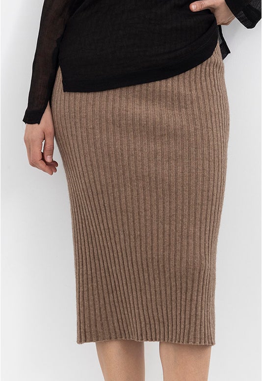 Mink Merino Possum Ribbed Skirt
