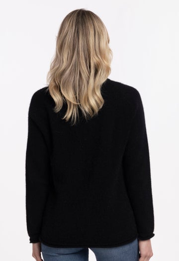 Black Merino Possum Scroll Sweater