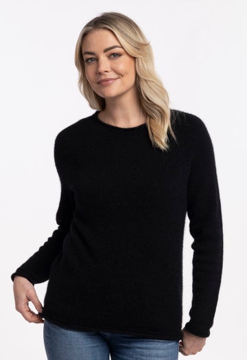 Black Merino Possum Scroll Sweater