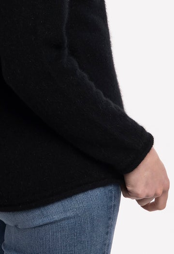 Black Merino Possum Scroll Sweater