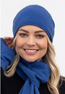 Cornflower Merino Possum Travel Beanie