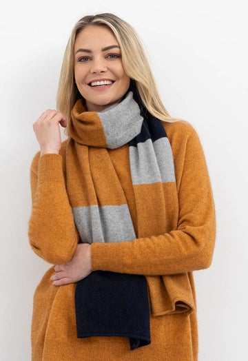 Ginger Stripe Merino Possum Travel Scarf