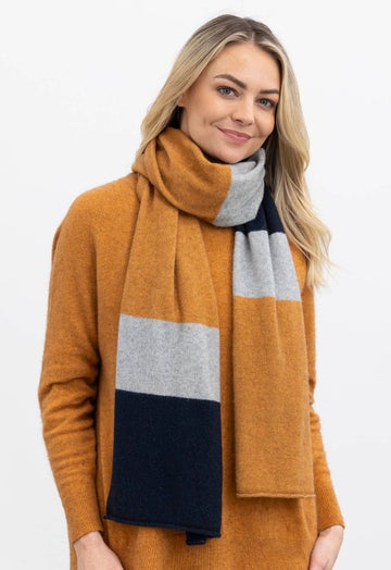 Ginger Stripe Merino Possum Travel Scarf