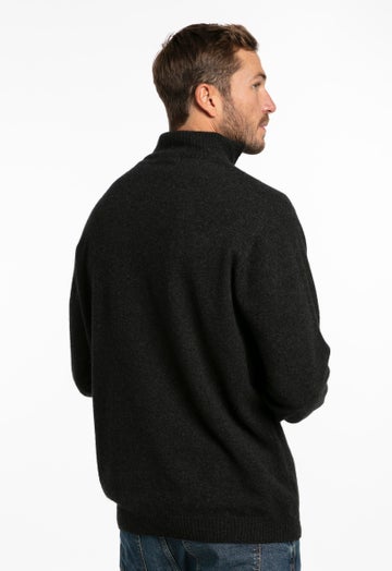 Charcoal Merino Possum Turtle Neck Zip Sweater