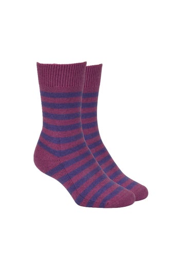 Fuchsia/purple Merino Possum Two Stripe Socks
