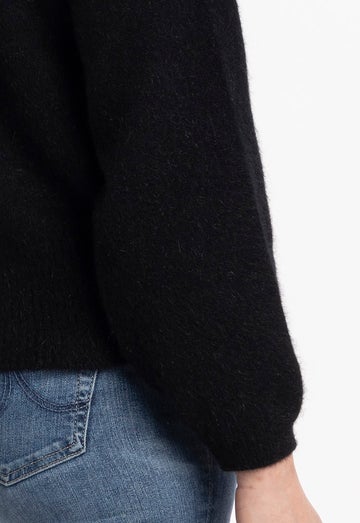 Black Merino Possum V Neck Cardigan