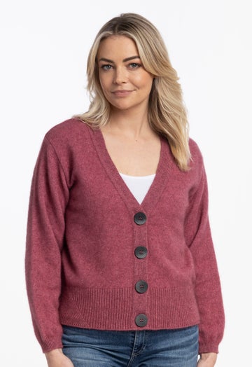 Rose Merino Possum V Neck Cardigan