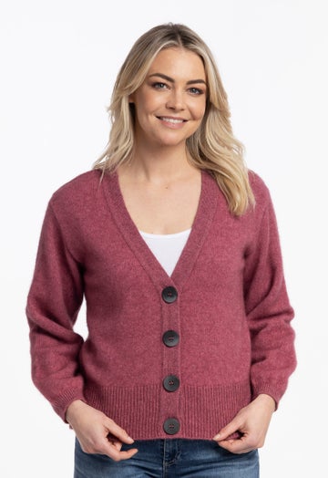 Rose Merino Possum V Neck Cardigan